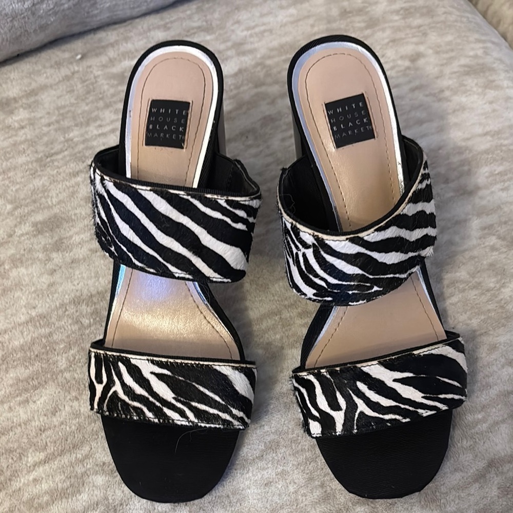 White House Black Market Faux Zebra Fur Women's Sandals